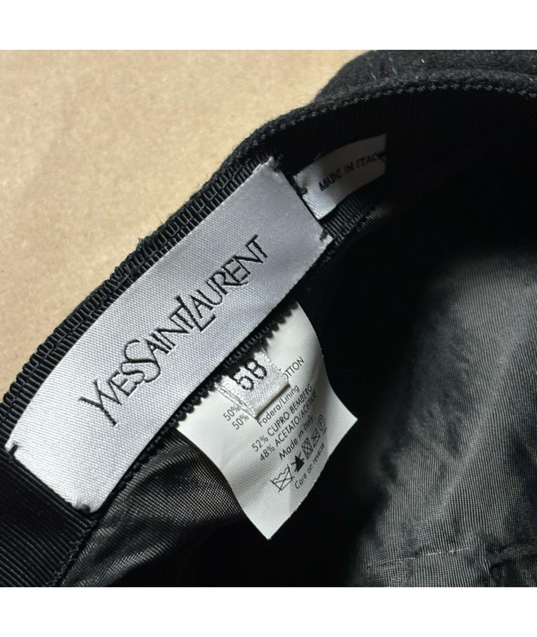 SAINT LAURENT Черная шерстяная кепка, фото 4