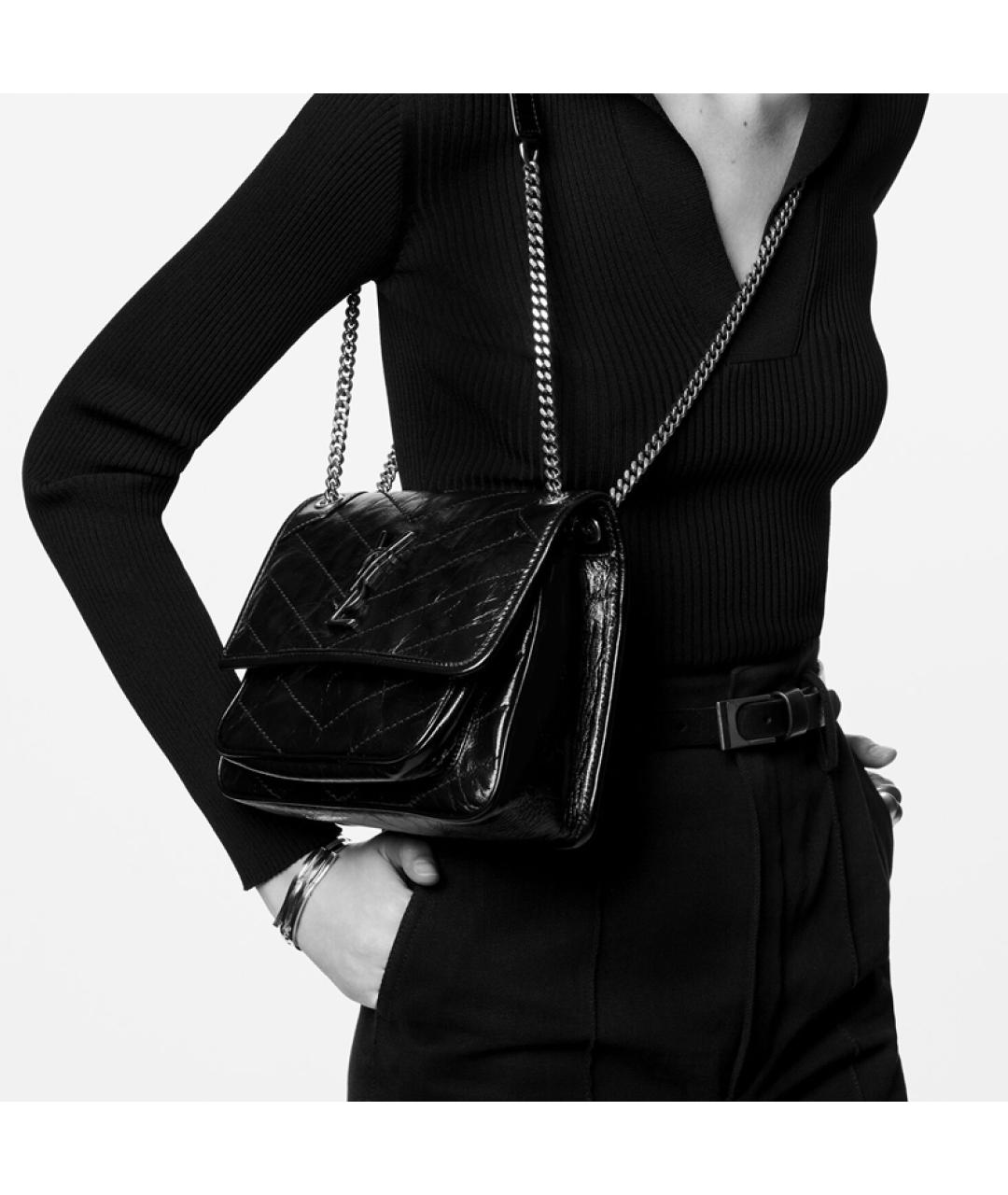 SAINT LAURENT Коричневая кожаная сумка через плечо, фото 7