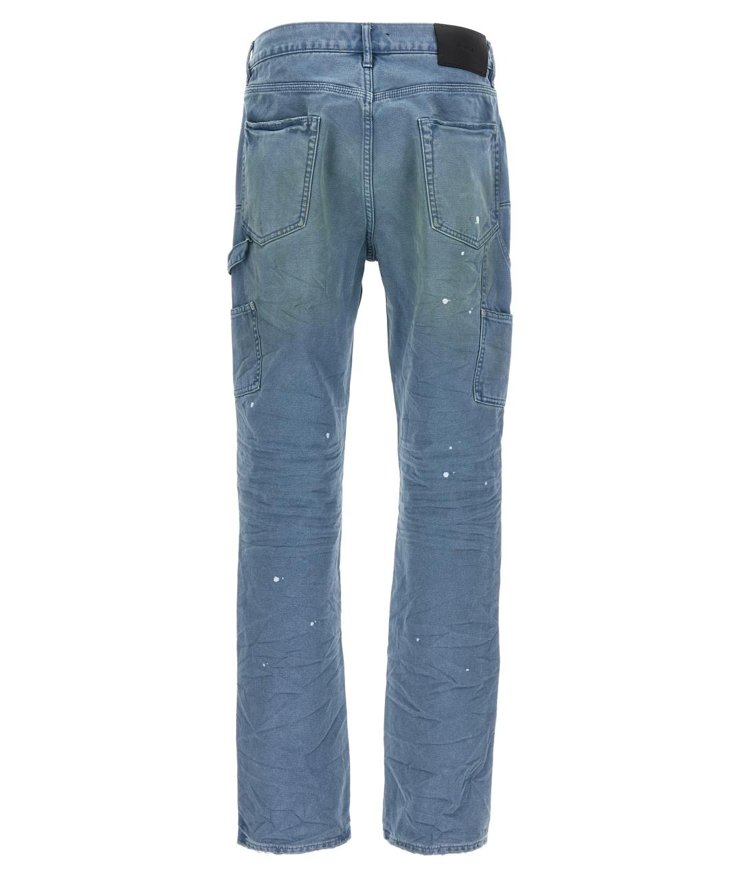 PURPLE Голубые хлопковые повседневные брюки, фото 2