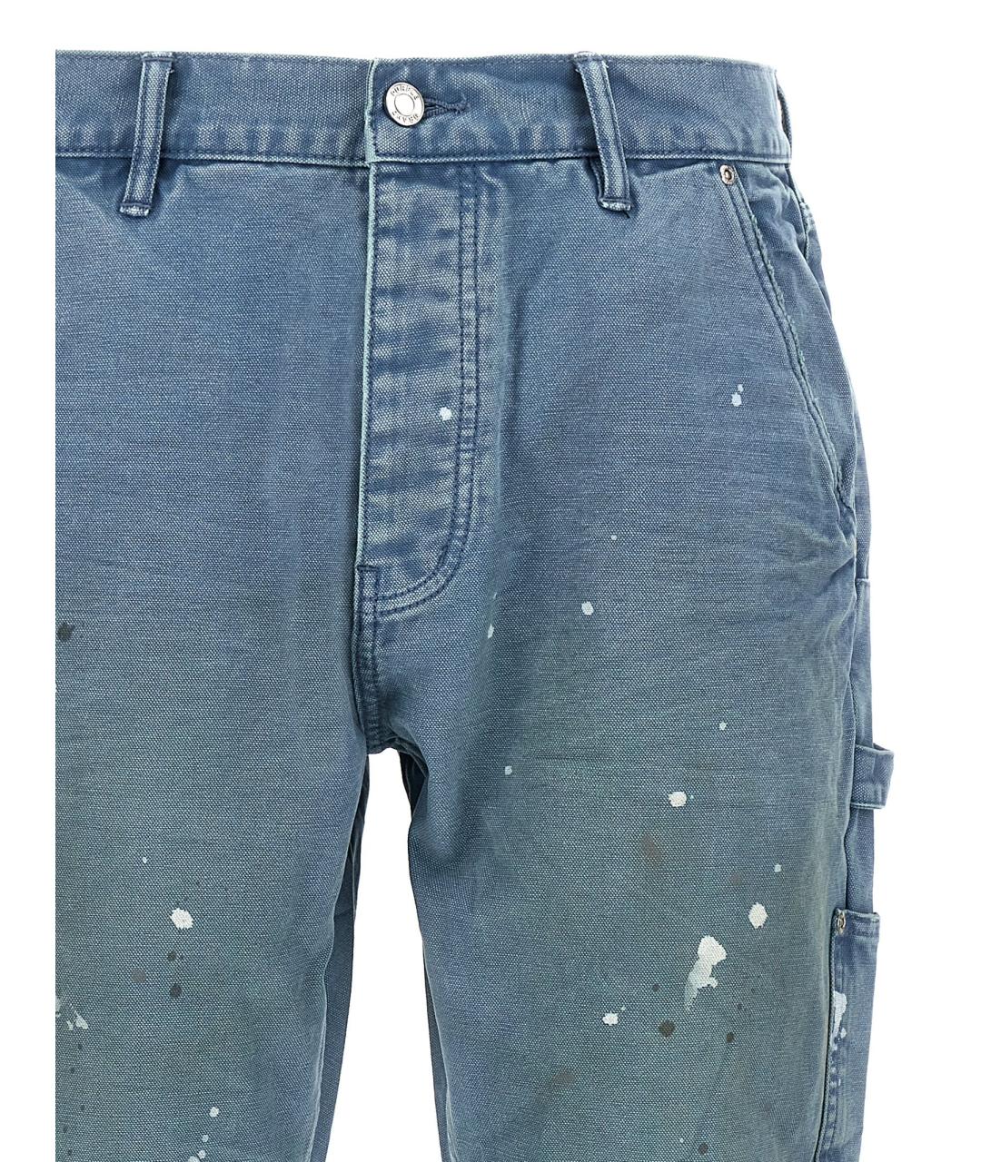 PURPLE Голубые хлопковые повседневные брюки, фото 3