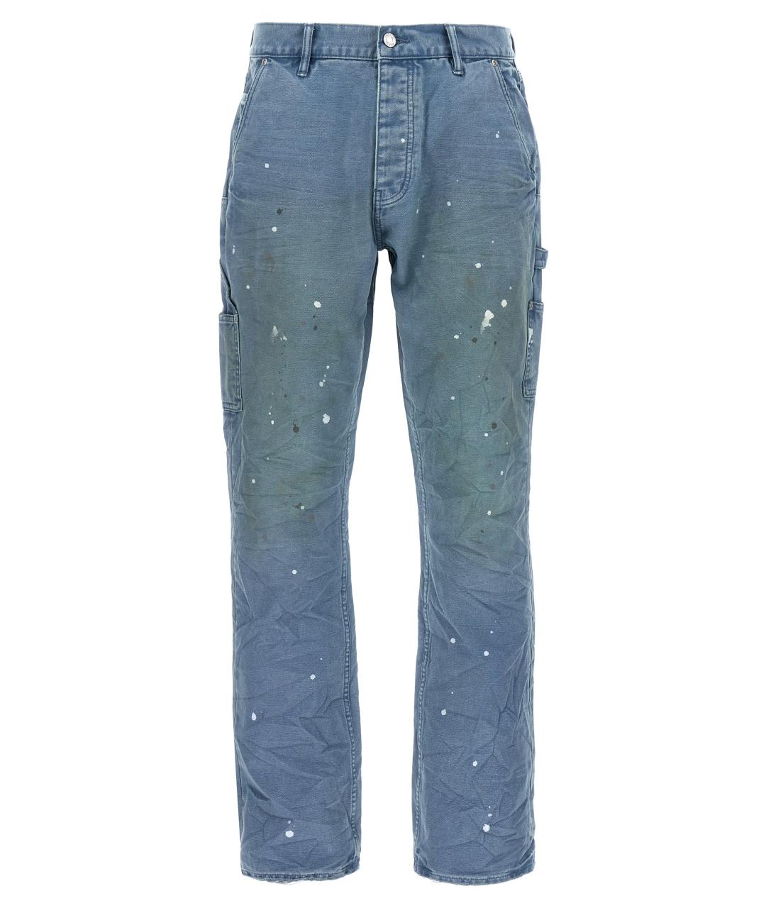 PURPLE Голубые хлопковые повседневные брюки, фото 1