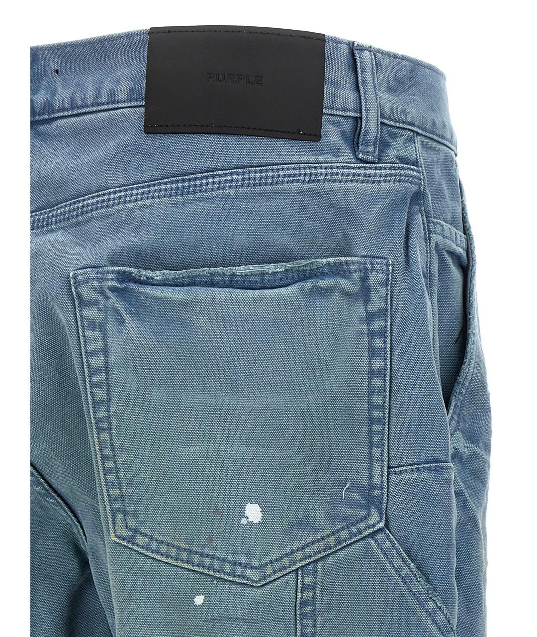 PURPLE Голубые хлопковые повседневные брюки, фото 4