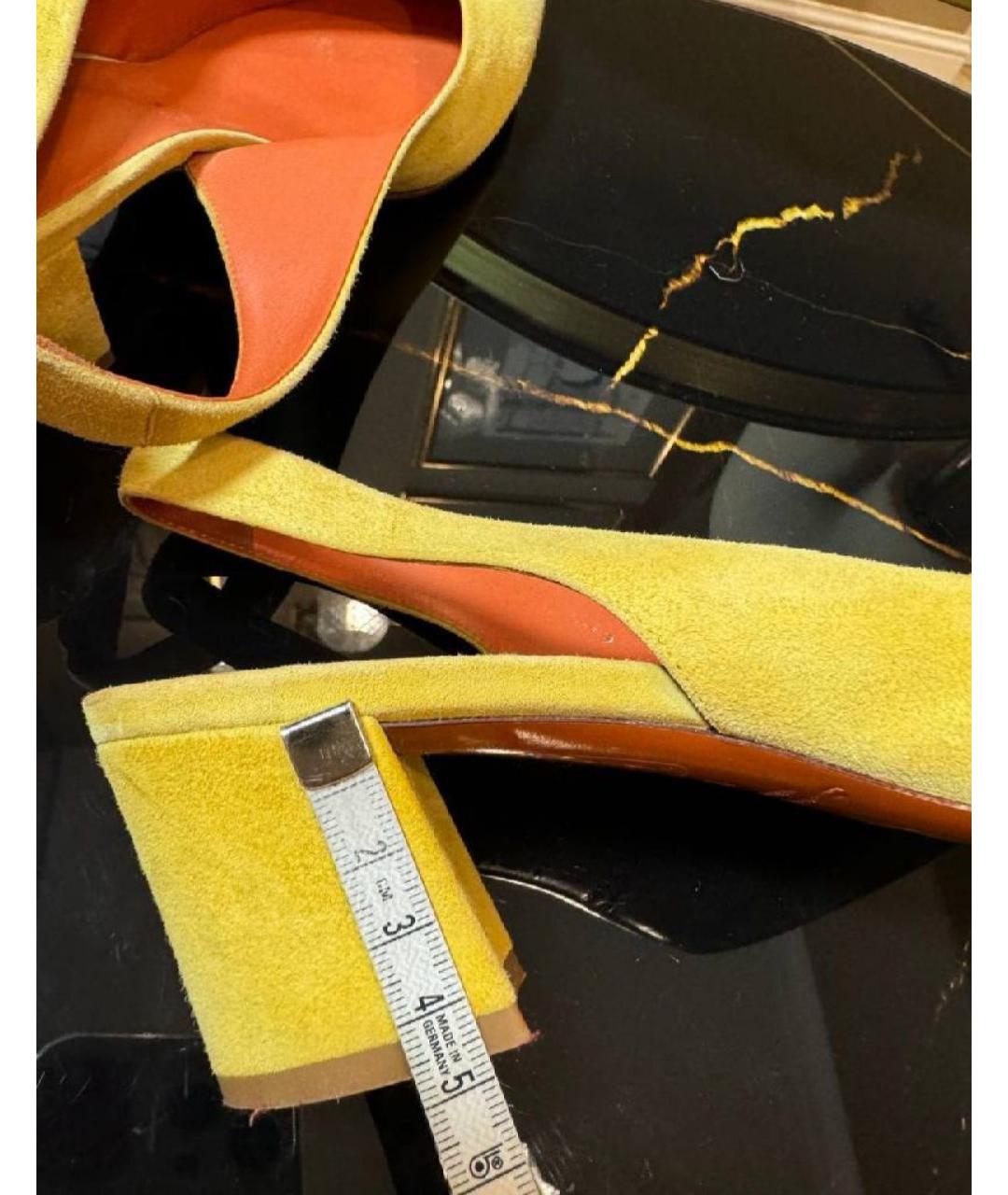 SANTONI Желтые замшевые туфли, фото 5