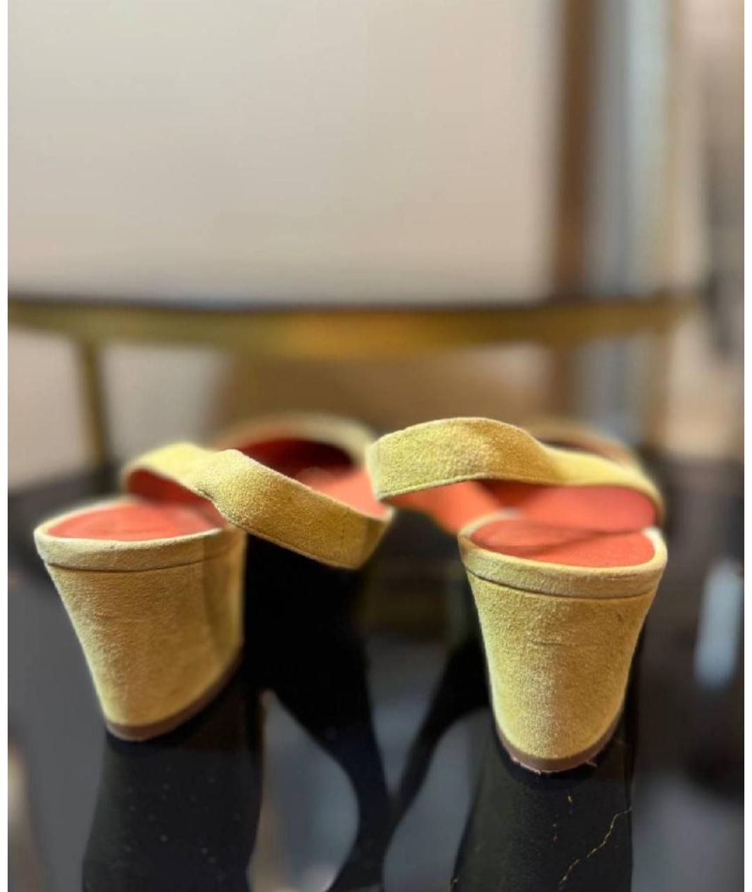 SANTONI Желтые замшевые туфли, фото 4