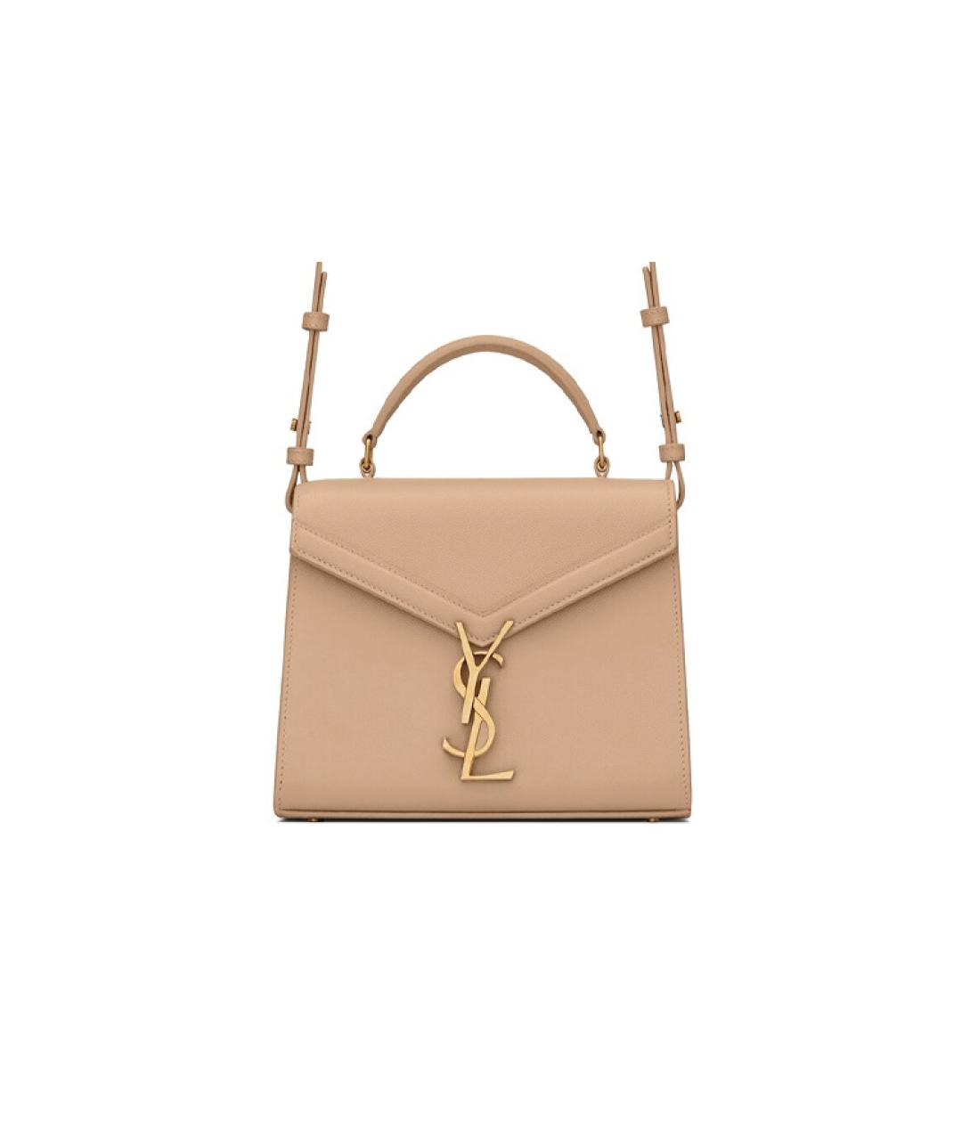 SAINT LAURENT Бежевая кожаная сумка через плечо, фото 2