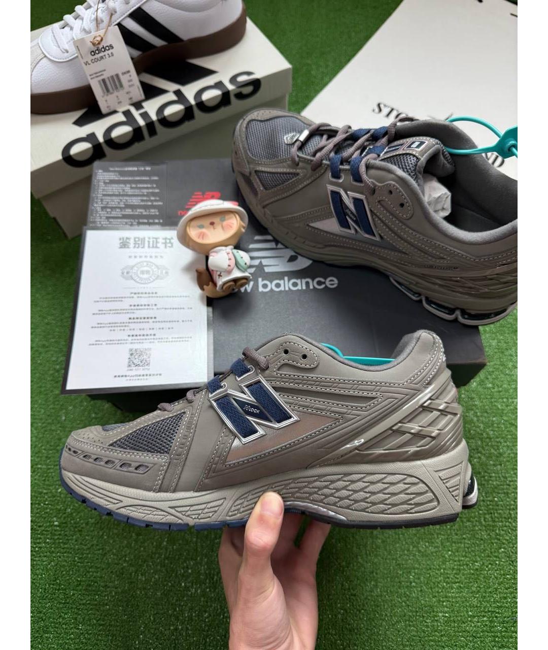NEW BALANCE Серые кожаные высокие кроссовки / кеды, фото 3