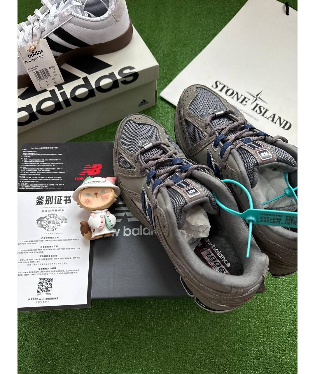NEW BALANCE Серые кожаные высокие кроссовки / кеды, фото 2