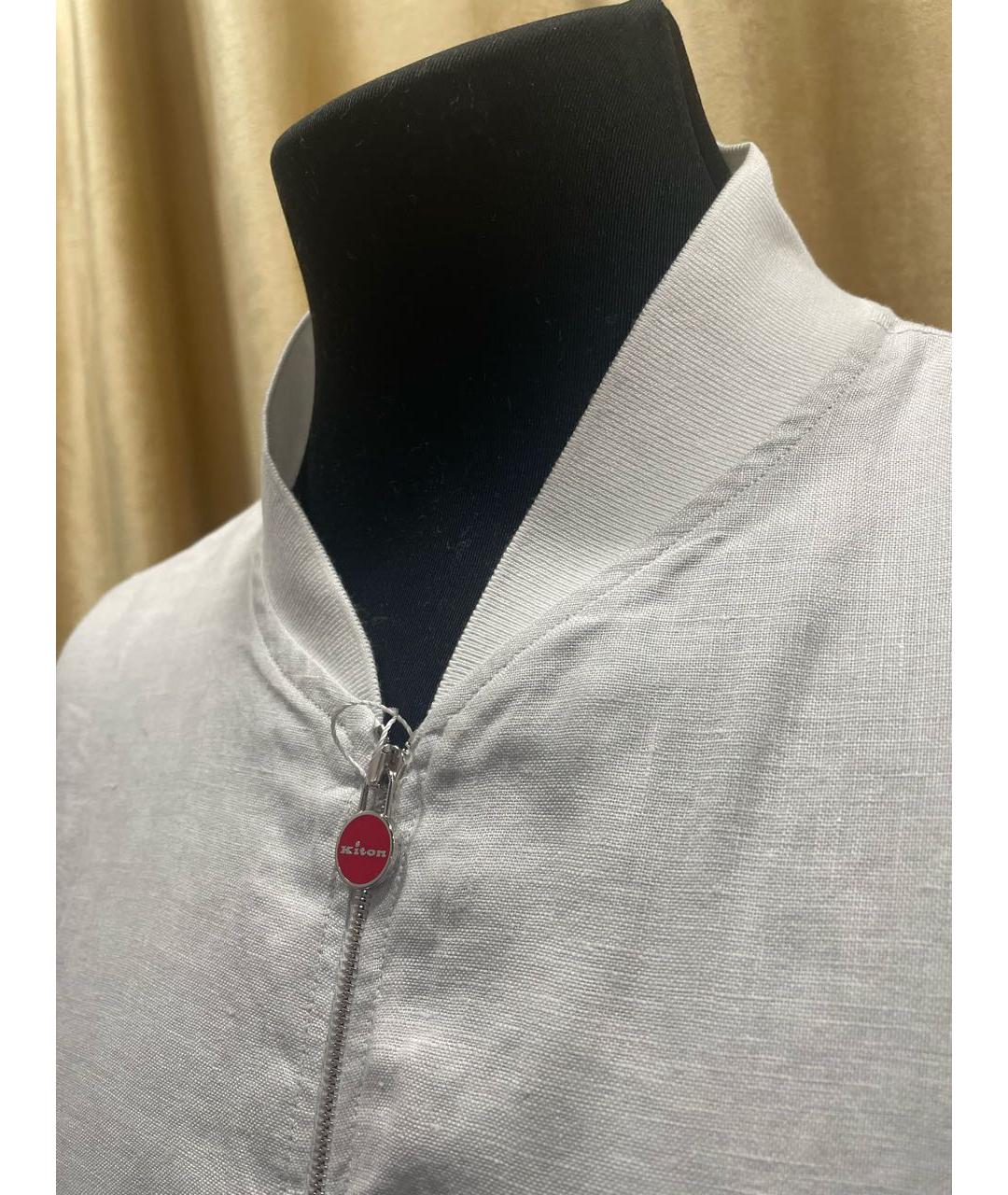 KITON Серая льняная куртка, фото 4