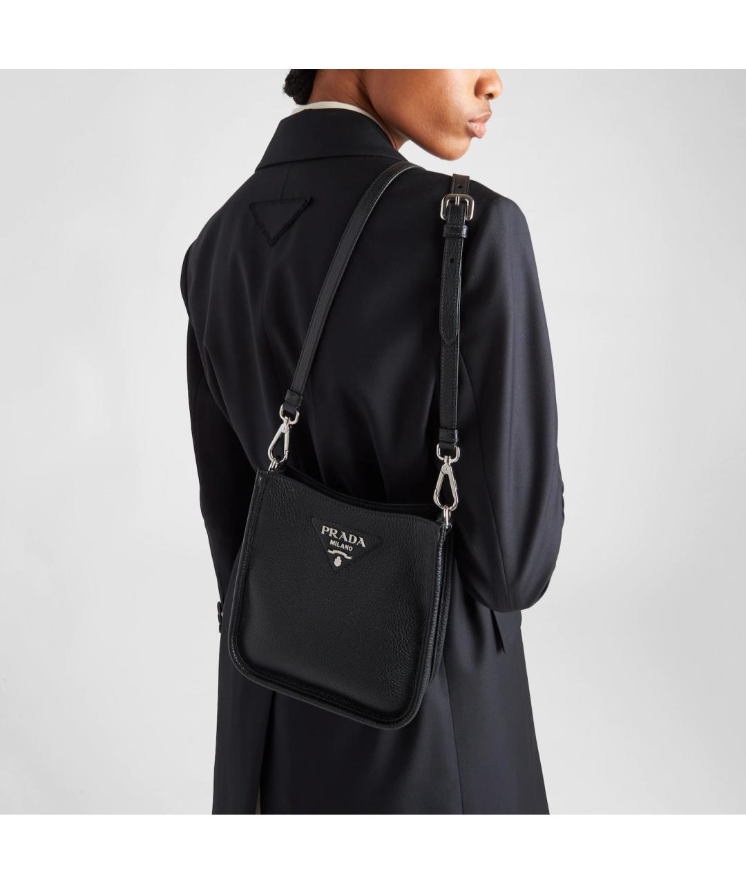 PRADA Черная кожаная сумка через плечо, фото 5