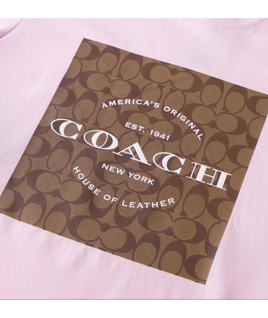 COACH Розовая хлопковая футболка, фото 5