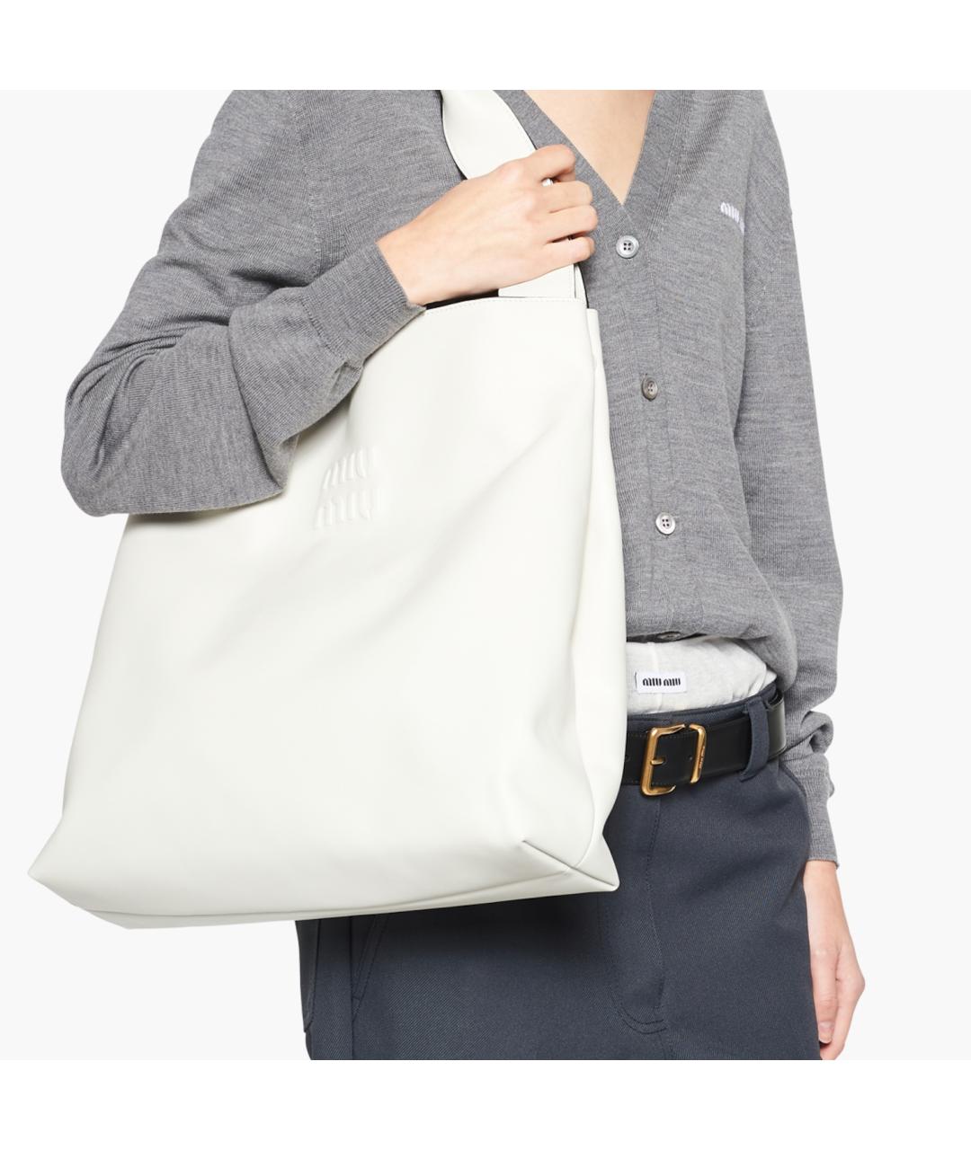 MIU MIU Белая кожаная сумка через плечо, фото 6
