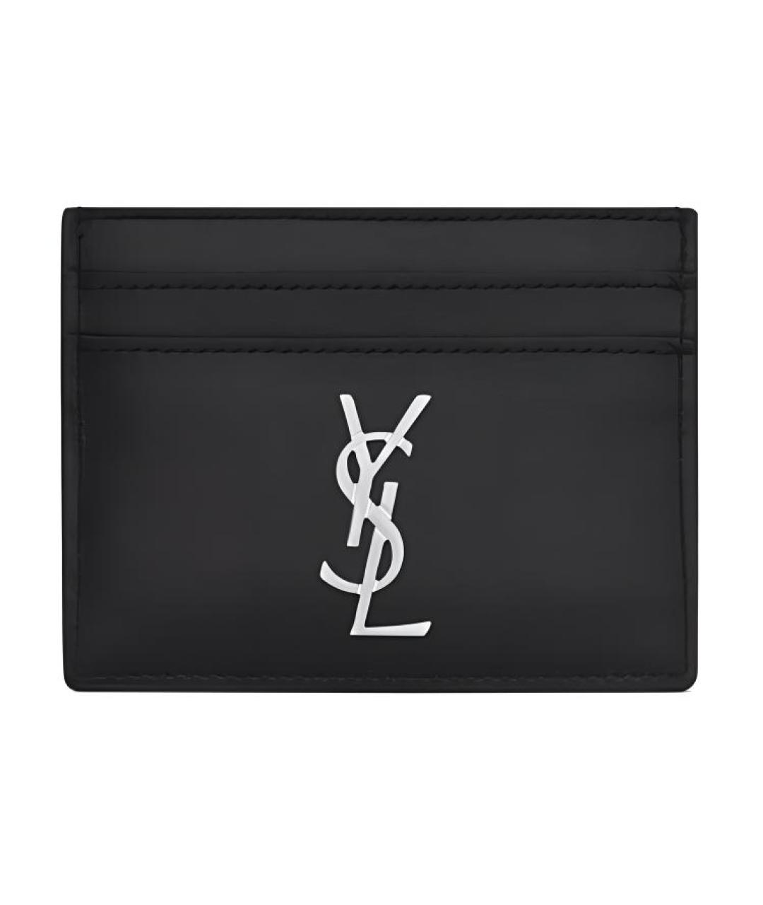SAINT LAURENT Черный кожаный кардхолдер, фото 1