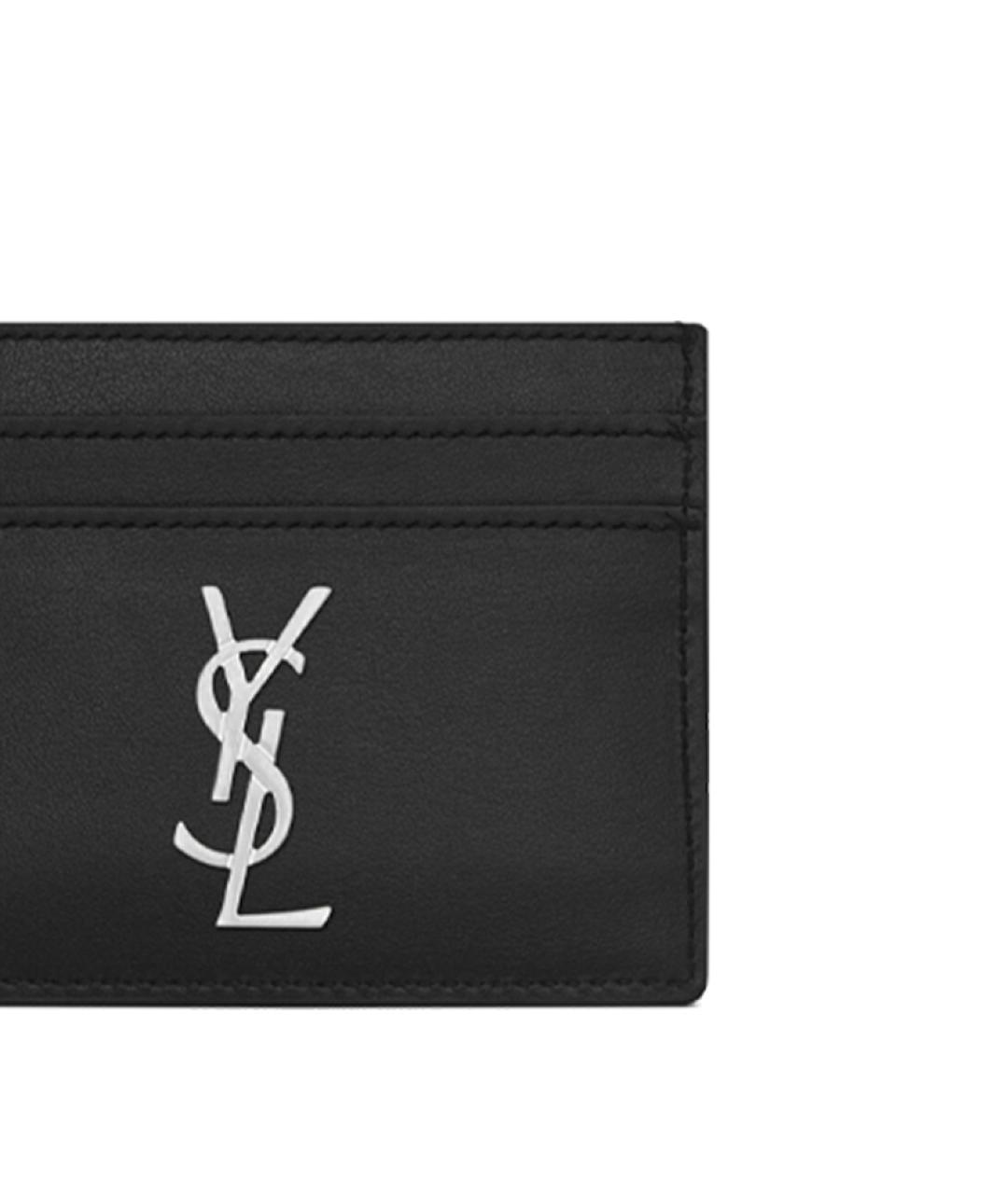 SAINT LAURENT Черный кожаный кардхолдер, фото 4