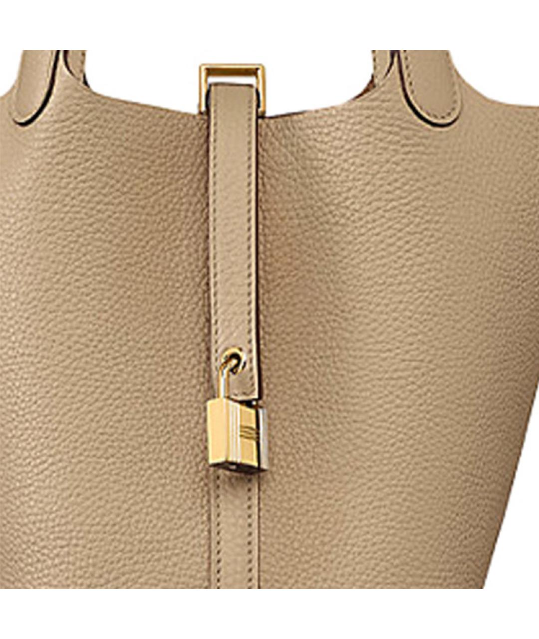 HERMES Серая кожаная сумка тоут, фото 4