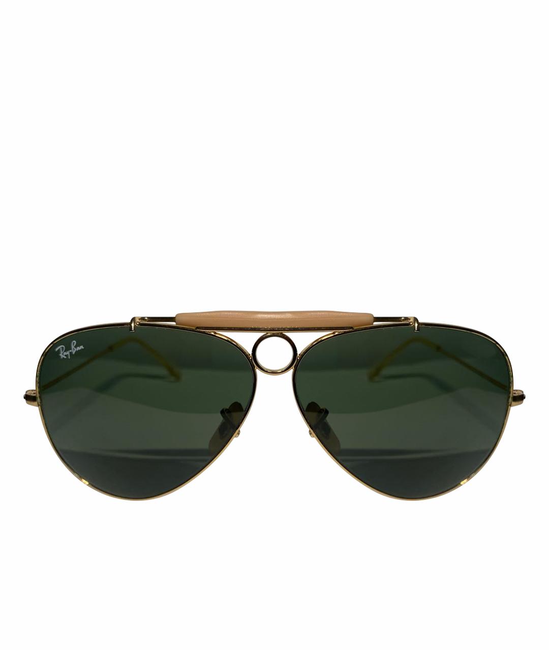 RAY BAN Золотые металлические солнцезащитные очки, фото 1