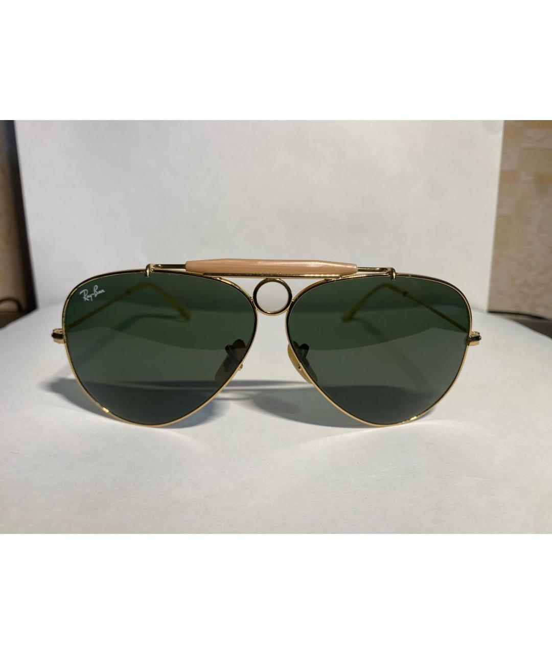 RAY BAN Золотые металлические солнцезащитные очки, фото 9