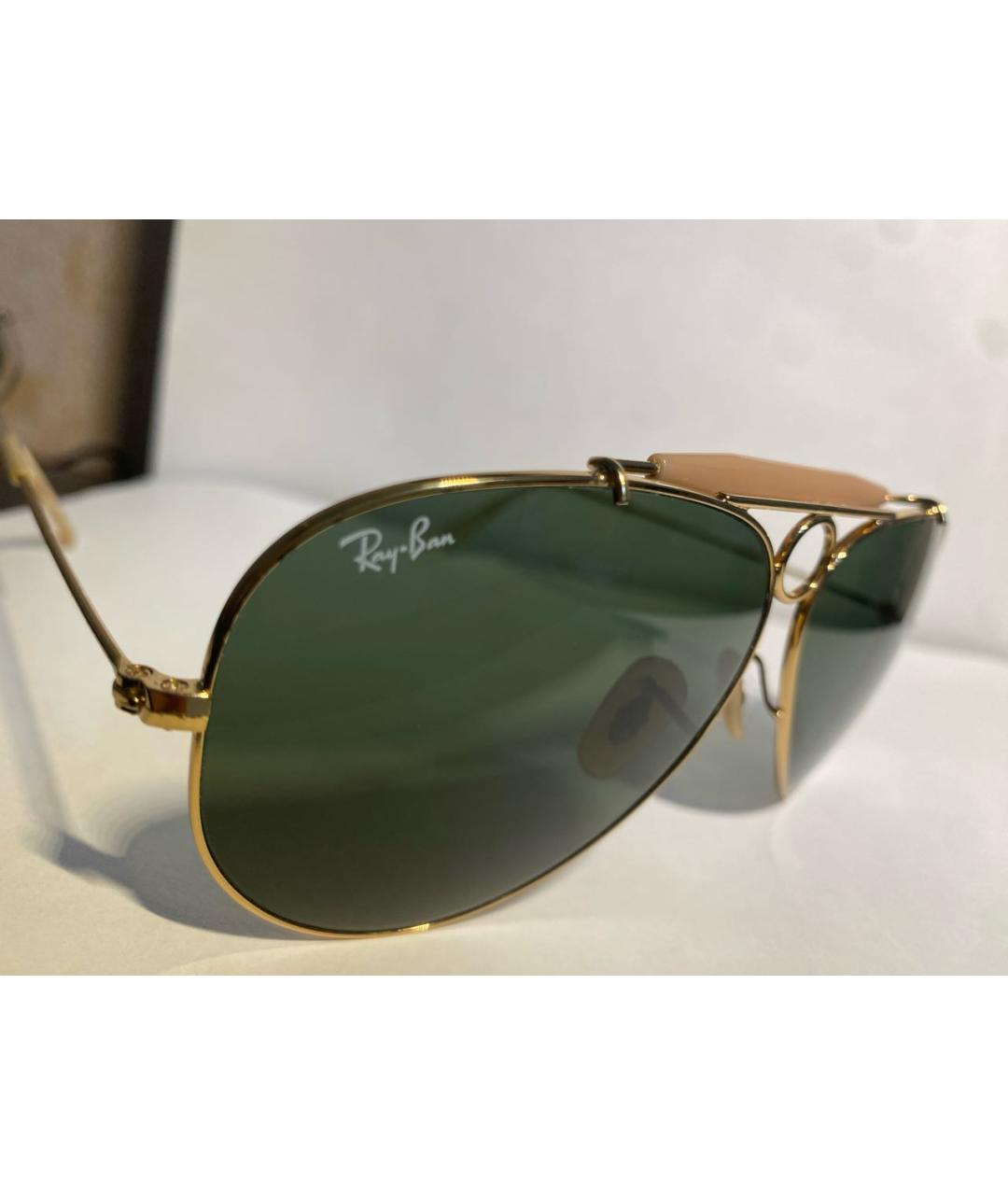 RAY BAN Золотые металлические солнцезащитные очки, фото 3