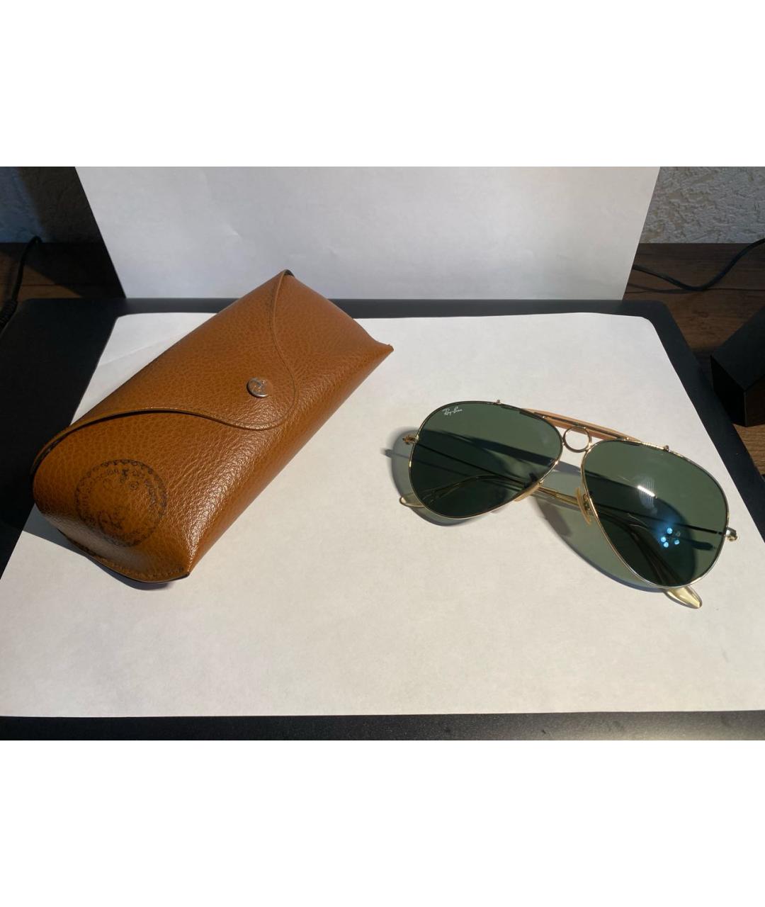 RAY BAN Золотые металлические солнцезащитные очки, фото 4