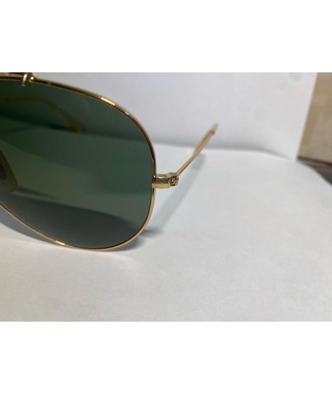 RAY BAN Золотые металлические солнцезащитные очки, фото 5