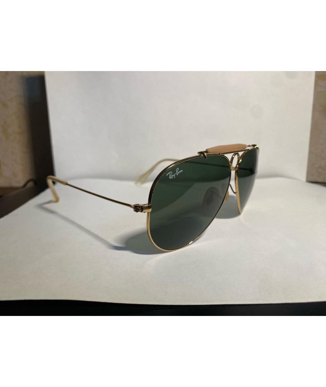 RAY BAN Золотые металлические солнцезащитные очки, фото 2