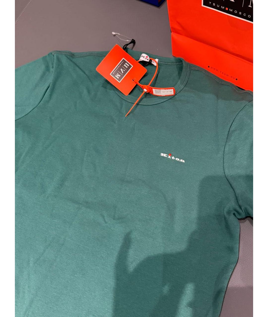 KITON Зеленая хлопко-эластановая футболка, фото 5