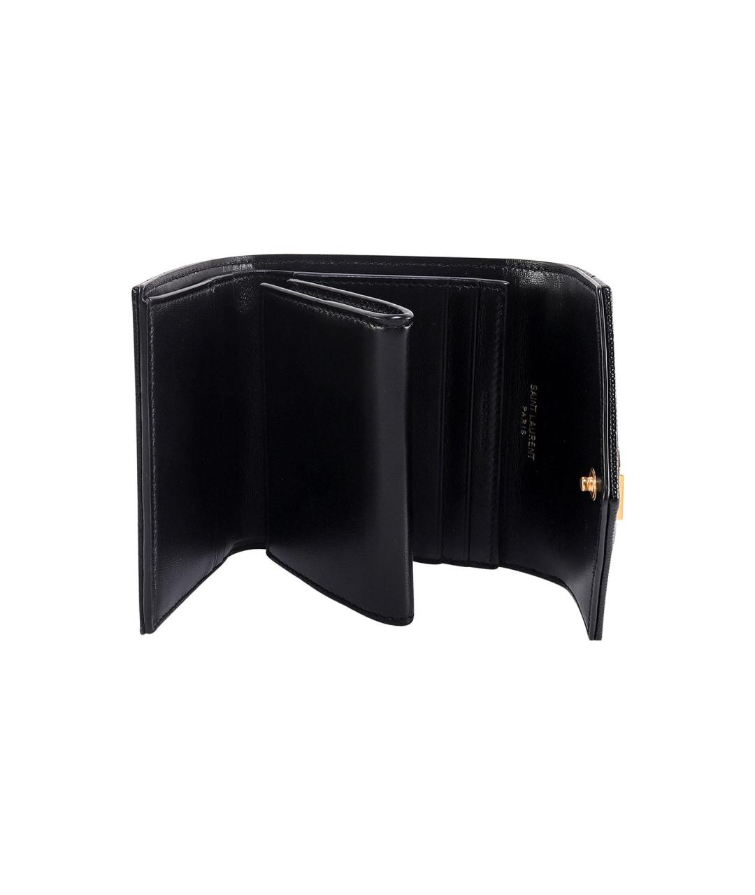 SAINT LAURENT Черный кожаный кошелек, фото 4