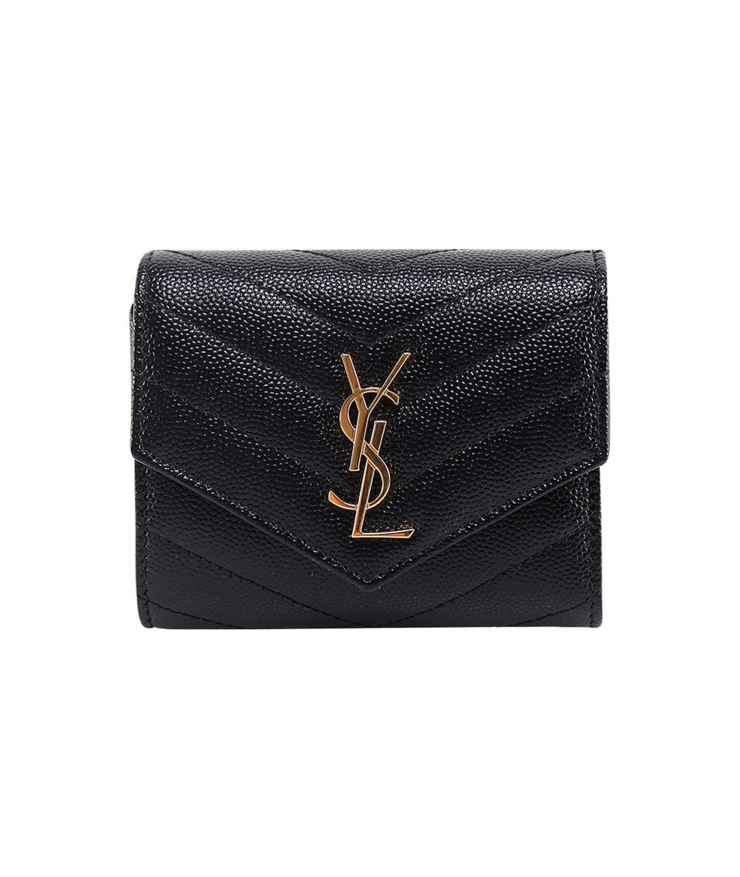 SAINT LAURENT Черный кожаный кошелек, фото 1