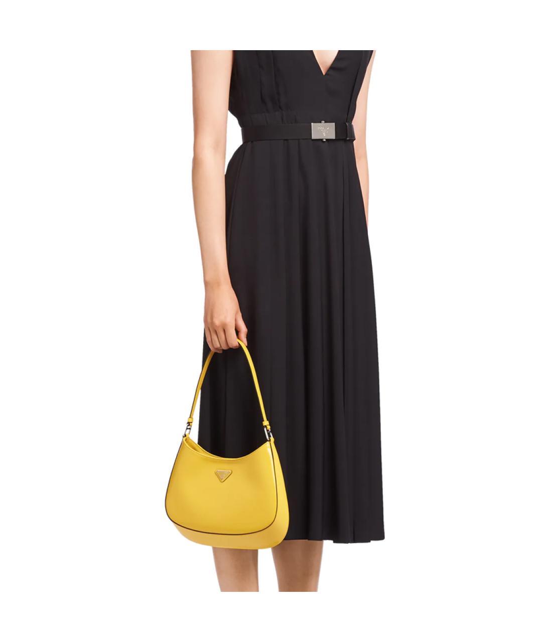 PRADA Желтая кожаная сумка через плечо, фото 5