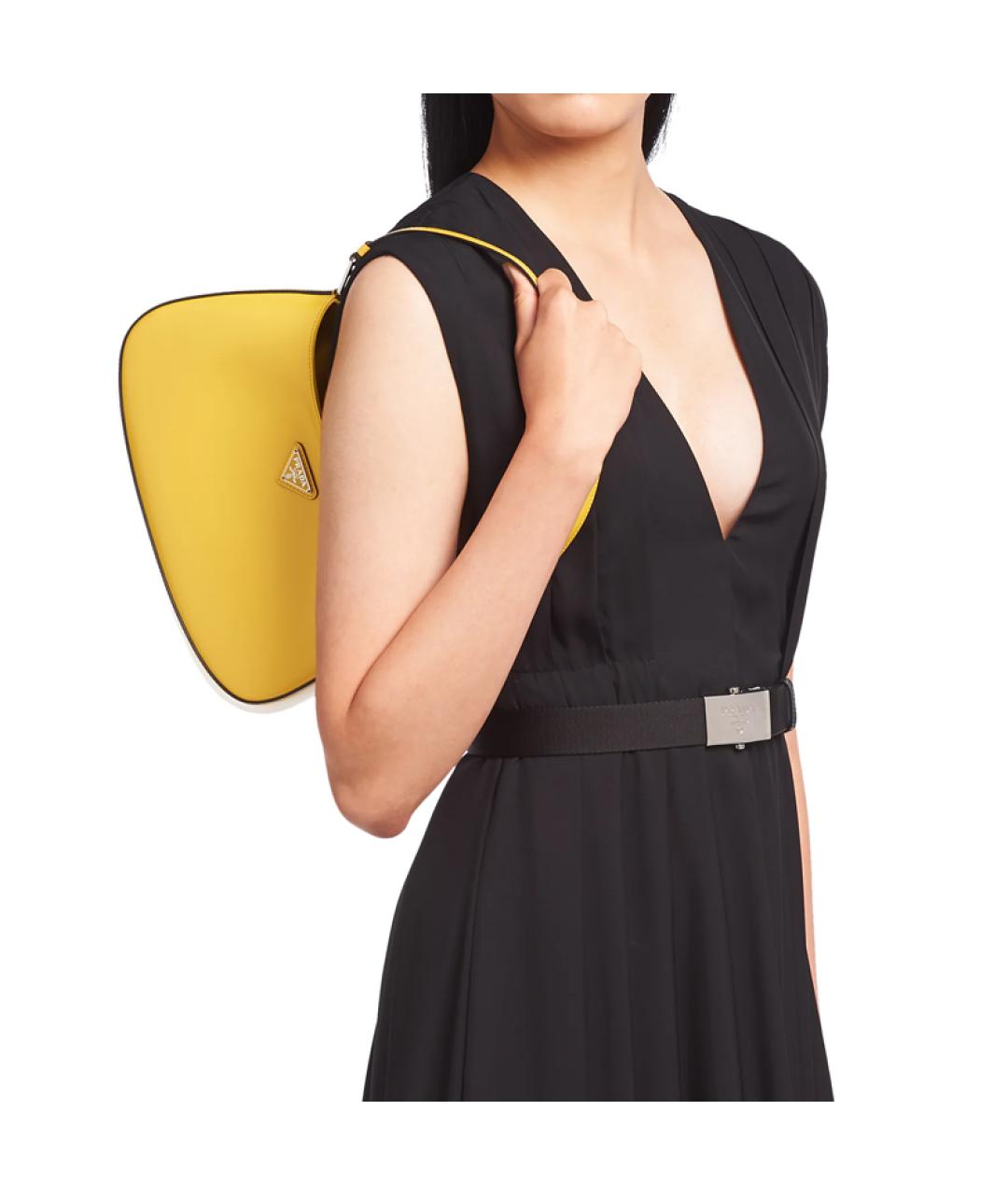 PRADA Желтая кожаная сумка через плечо, фото 4