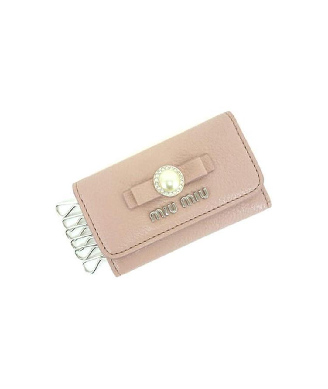 MIU MIU Розовый кожаный кошелек, фото 3