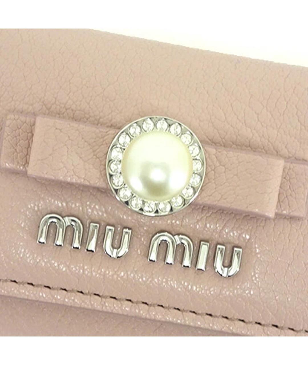 MIU MIU Розовый кожаный кошелек, фото 6