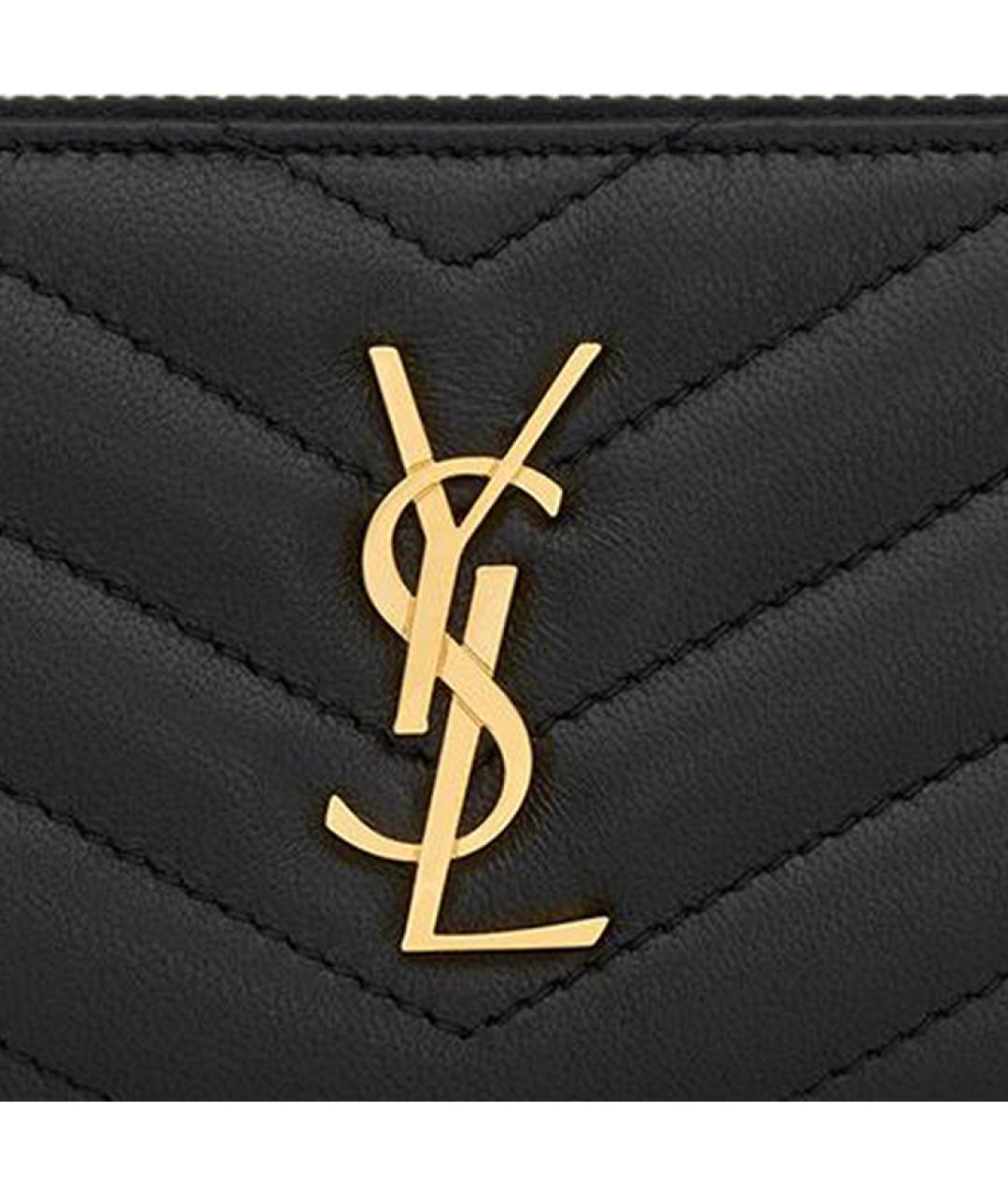 SAINT LAURENT Черный кожаный кошелек, фото 5