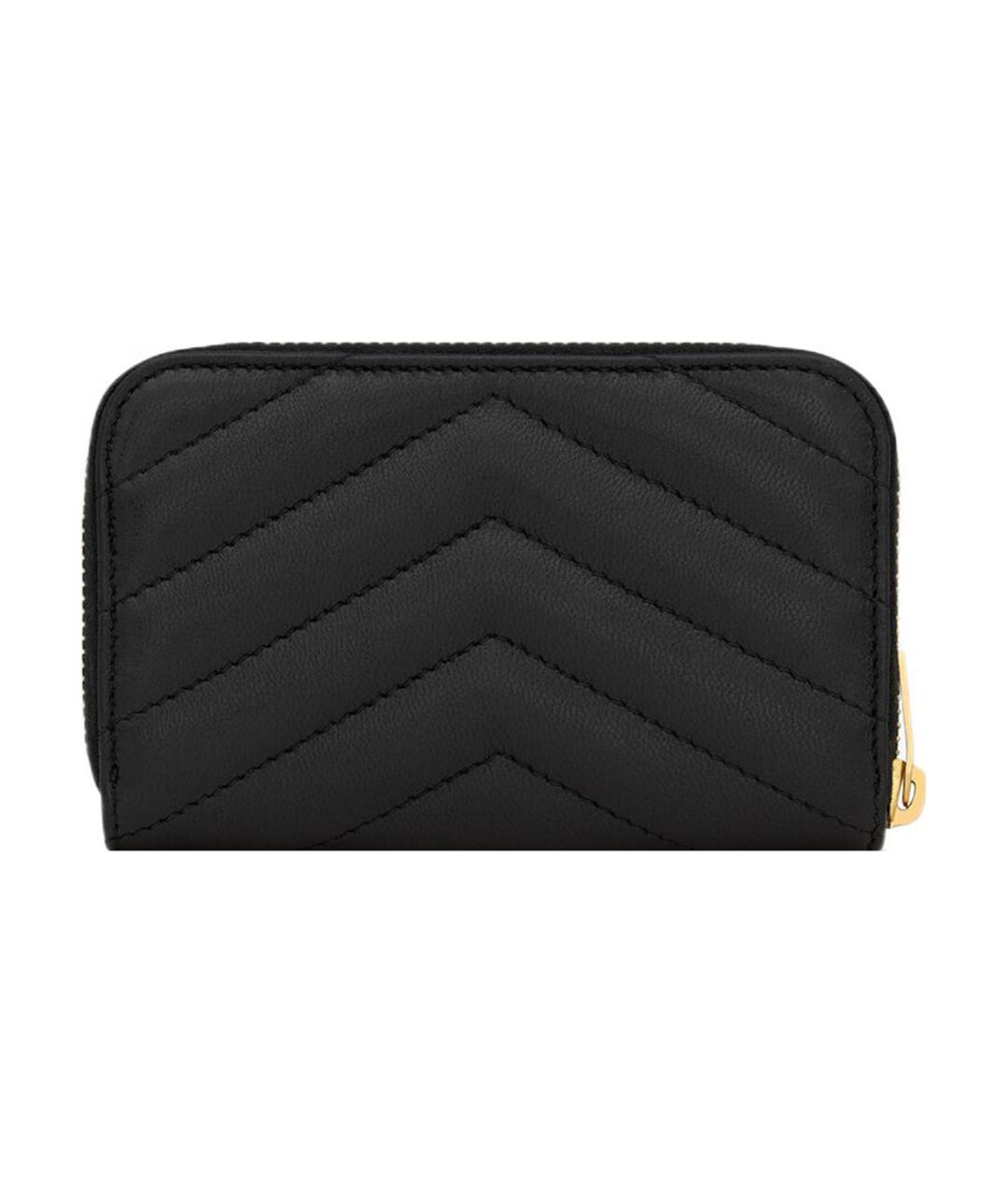 SAINT LAURENT Черный кожаный кошелек, фото 3