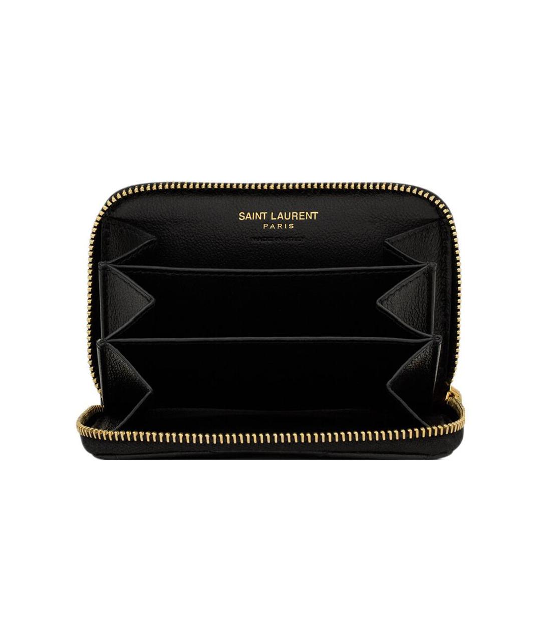 SAINT LAURENT Черный кожаный кошелек, фото 4