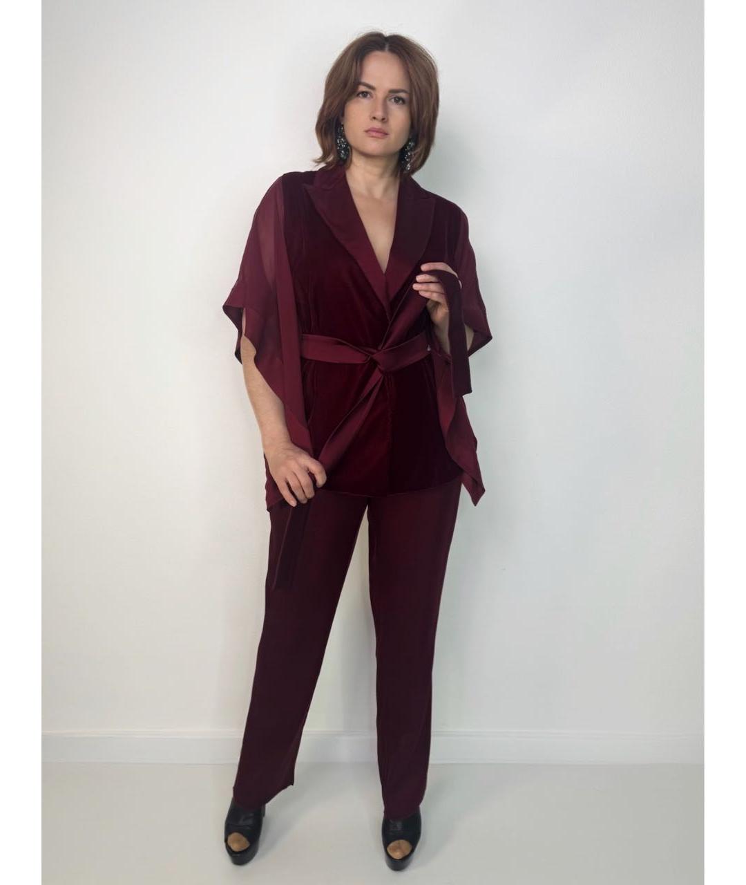 MARINA RINALDI Бордовый атласный костюм с брюками, фото 5