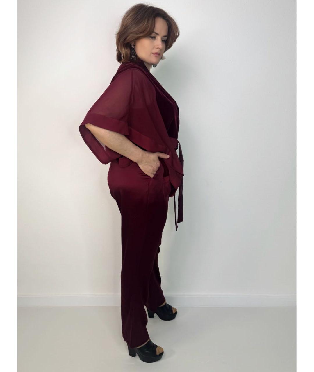 MARINA RINALDI Бордовый атласный костюм с брюками, фото 7