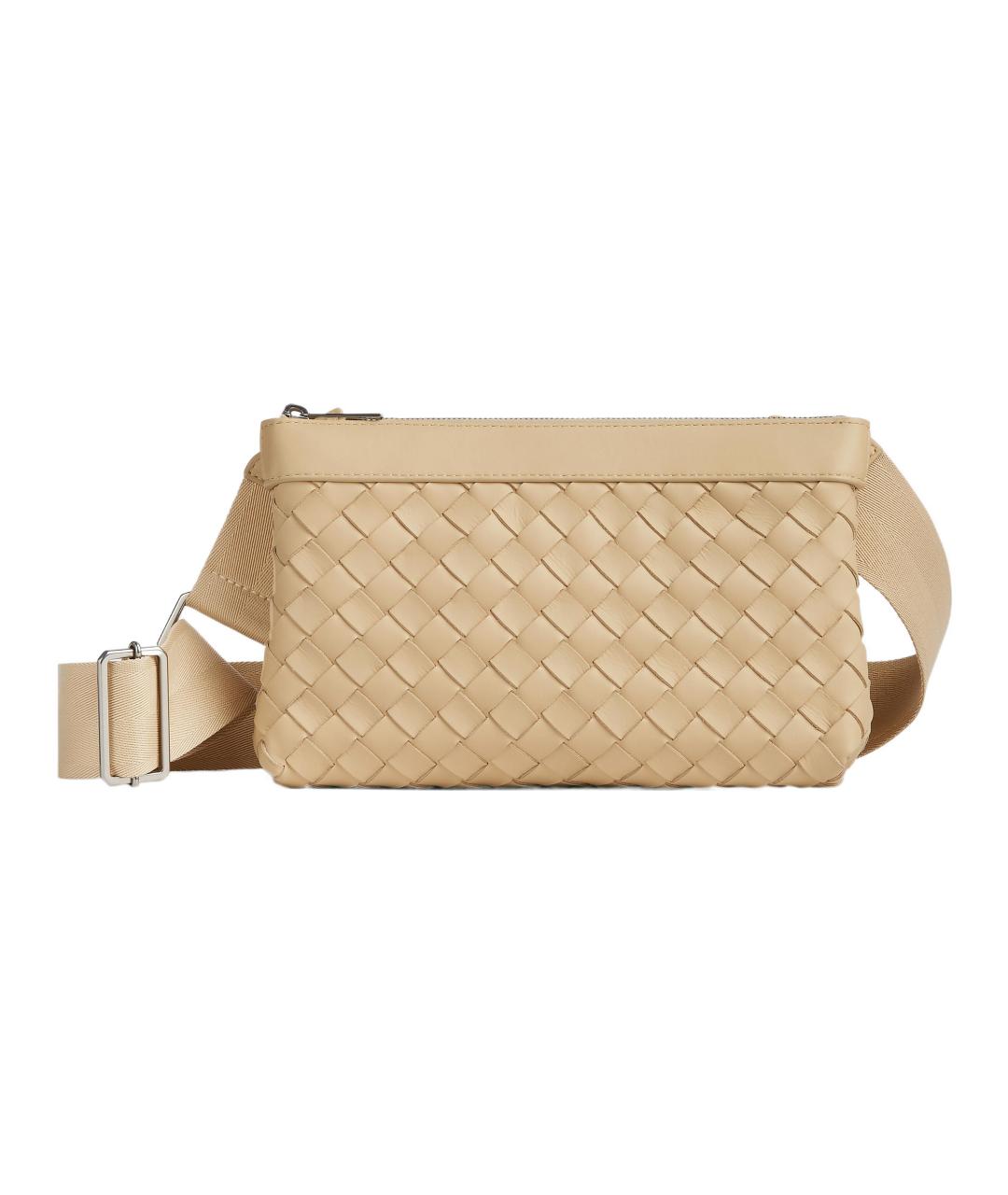 BOTTEGA VENETA Бежевая кожаная сумка на плечо, фото 1