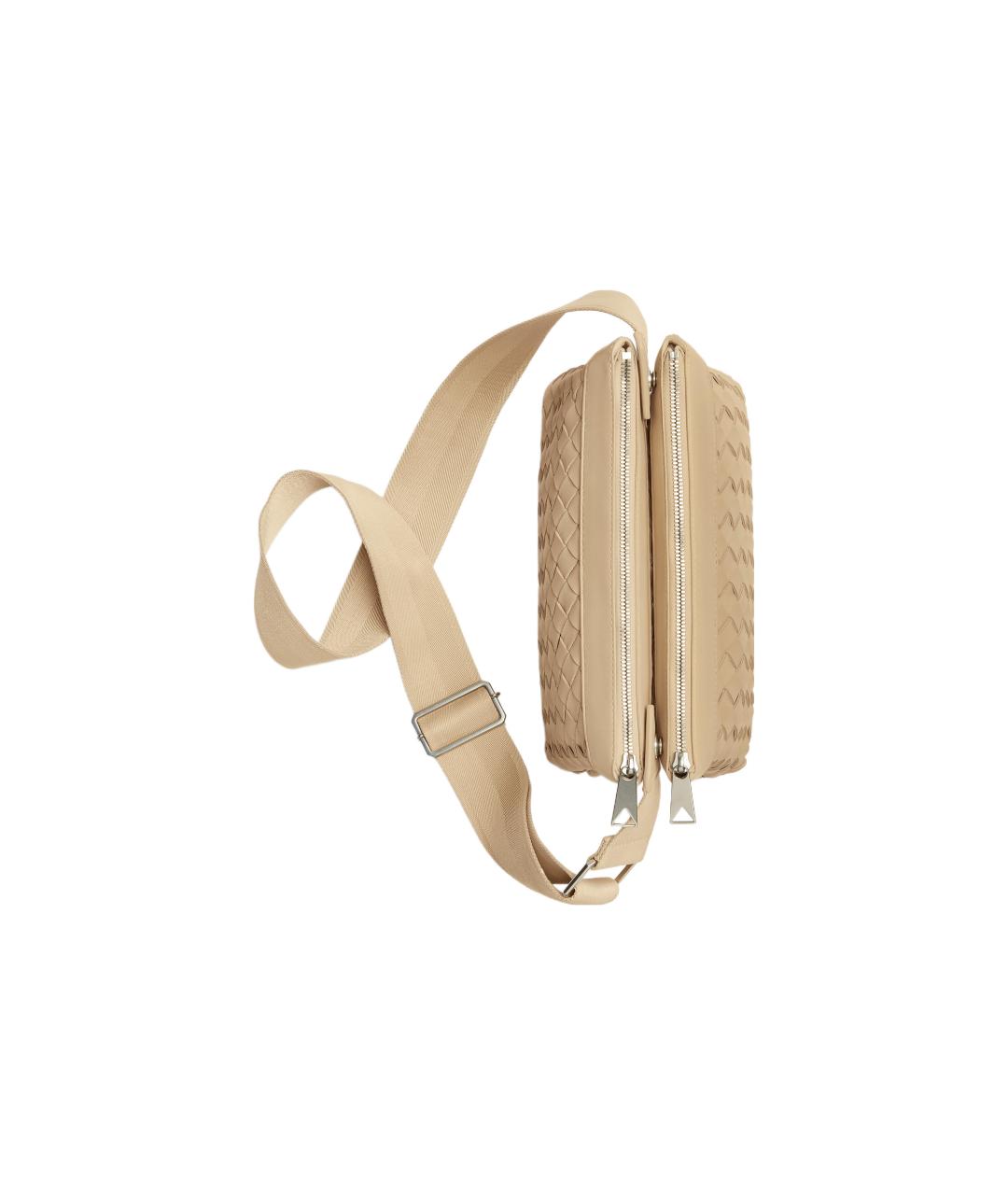 BOTTEGA VENETA Бежевая кожаная сумка на плечо, фото 2