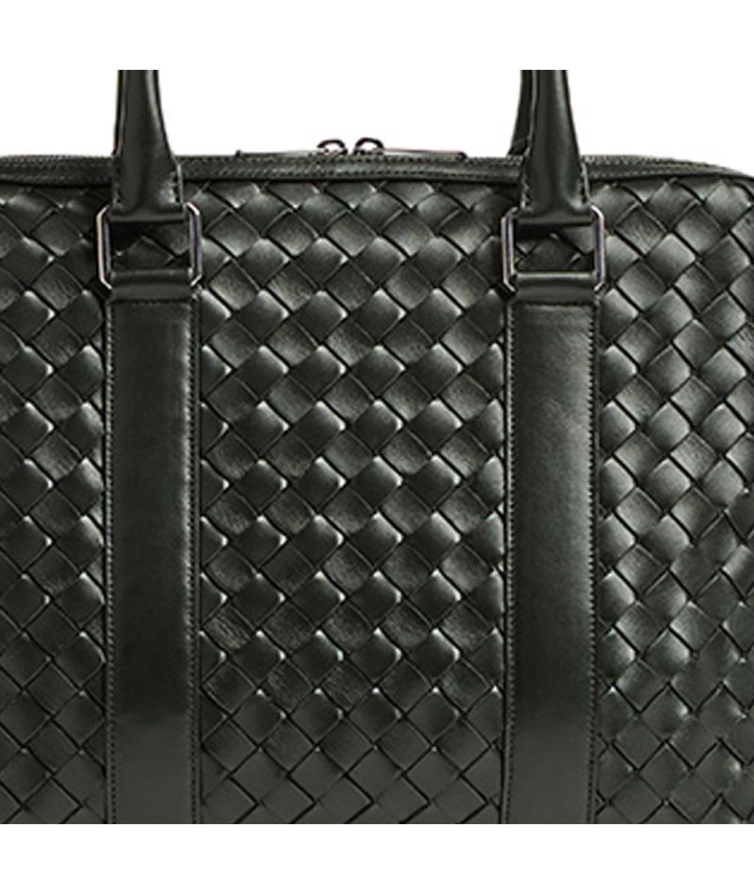 BOTTEGA VENETA Зеленый кожаный портфель, фото 4