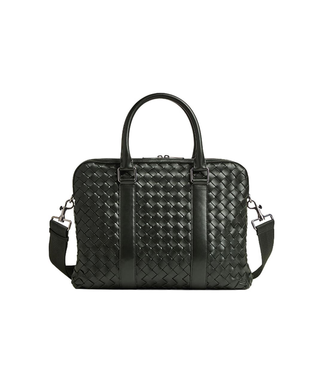 BOTTEGA VENETA Зеленый кожаный портфель, фото 1