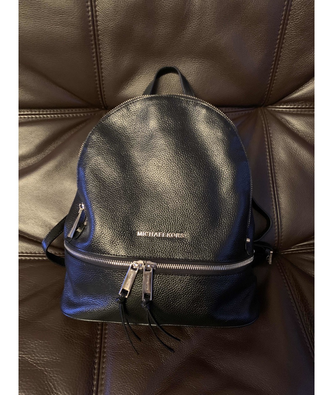 MICHAEL KORS Черный кожаный рюкзак, фото 9