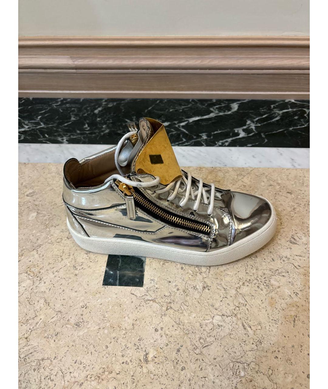GIUSEPPE ZANOTTI DESIGN Серебряные высокие кроссовки / кеды, фото 5