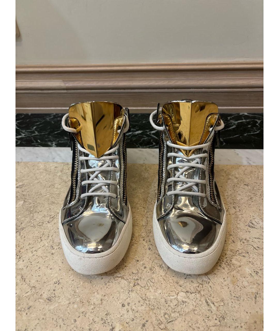 GIUSEPPE ZANOTTI DESIGN Серебряные высокие кроссовки / кеды, фото 2
