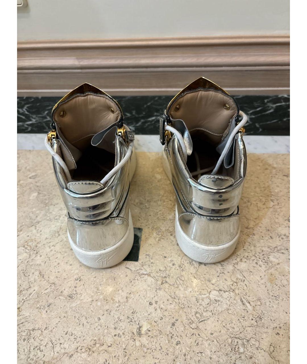 GIUSEPPE ZANOTTI DESIGN Серебряные высокие кроссовки / кеды, фото 4