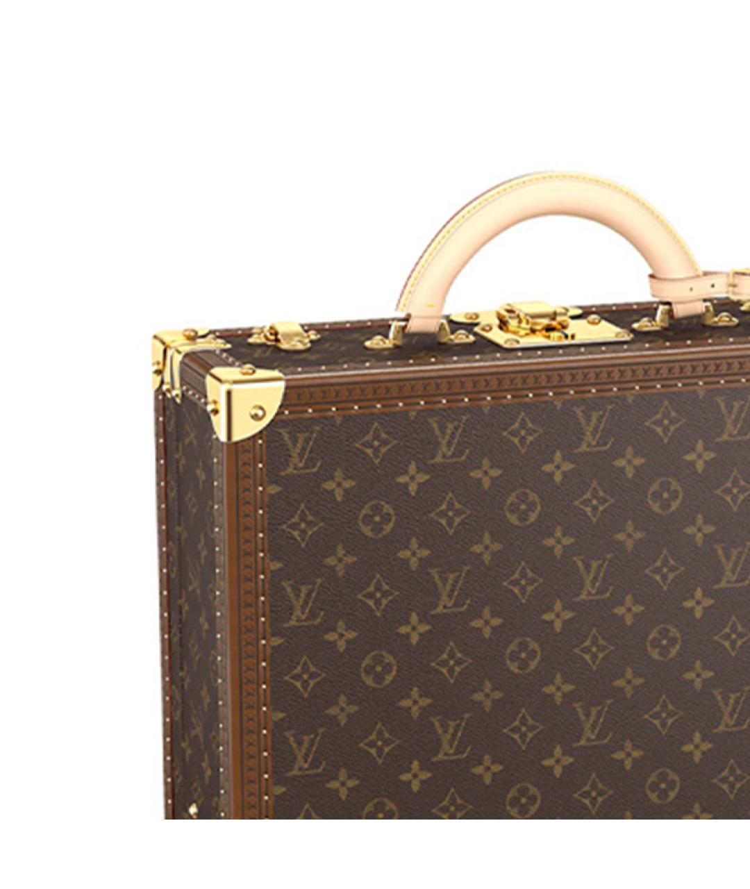 LOUIS VUITTON Коричневый кожаный чемодан, фото 3