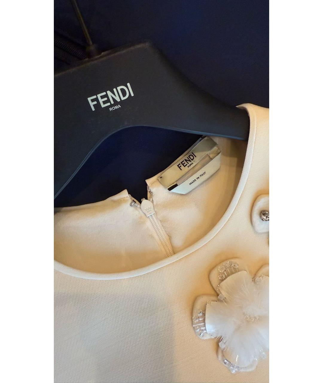FENDI Белое хлопковое коктейльное платье, фото 3