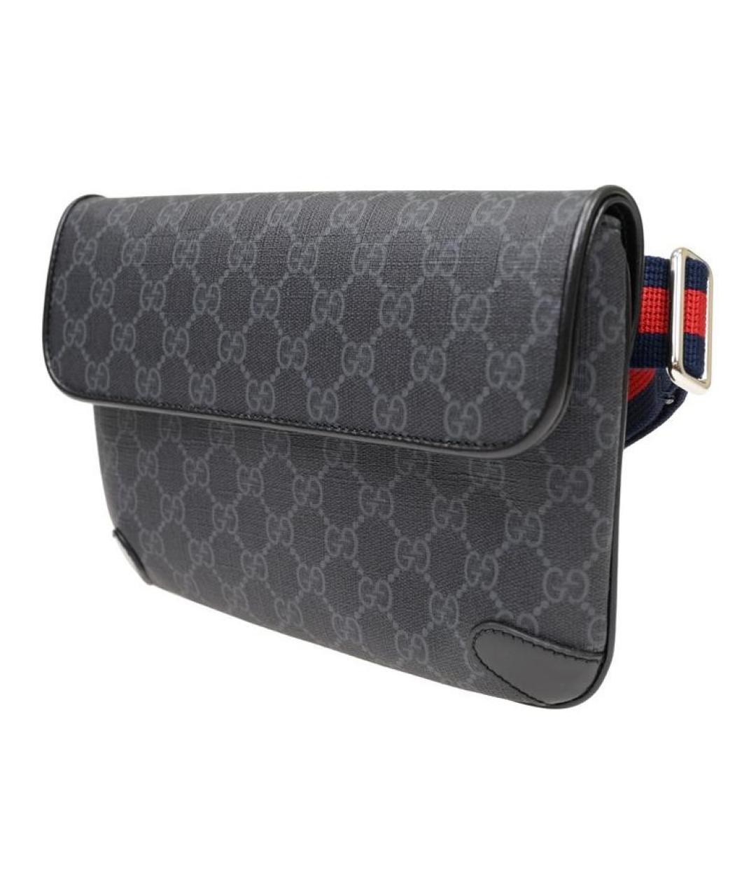 GUCCI Антрацитовая кожаная сумка через плечо, фото 2
