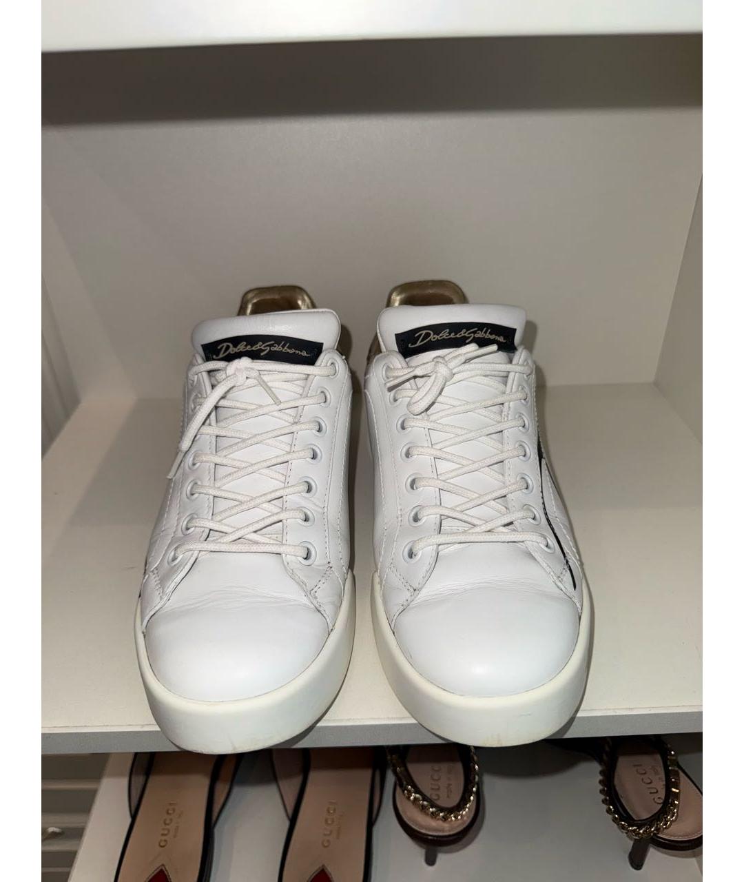DOLCE&GABBANA Белые кожаные кеды, фото 2
