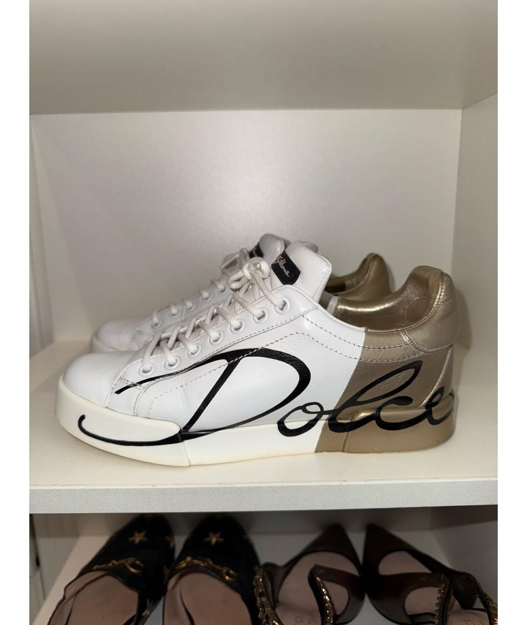 DOLCE&GABBANA Белые кожаные кеды, фото 6