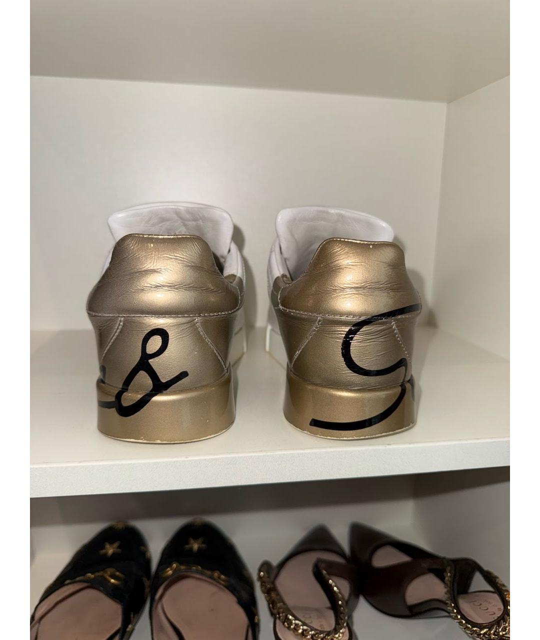 DOLCE&GABBANA Белые кожаные кеды, фото 4